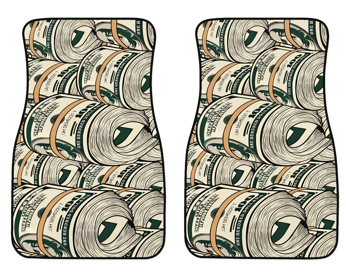 Rolled Hundred Bills Money Stacks Car Mats